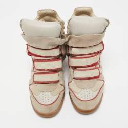 Isabel Marant Grey/Red Suede Bekett Wedge Sneakers Size 38