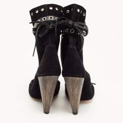 Pre Owned Isabel Marant Black Suede Mossa Studded Boots Size 37