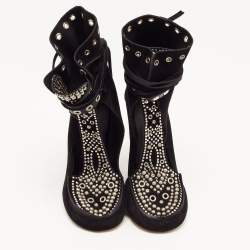 Pre Owned Isabel Marant Black Suede Mossa Studded Boots Size 37