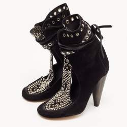 Pre Owned Isabel Marant Black Suede Mossa Studded Boots Size 37