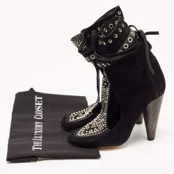 Pre Owned Isabel Marant Black Suede Mossa Studded Boots Size 37