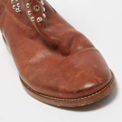 Isabel Marant Brown Leather studded Ankle Boots Size 41