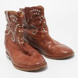 Isabel Marant Brown Leather studded Ankle Boots Size 41