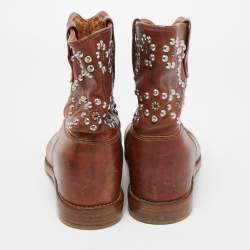 Isabel Marant Brown Leather studded Ankle Boots Size 41