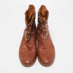 Isabel Marant Brown Leather studded Ankle Boots Size 41