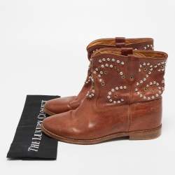 Isabel Marant Brown Leather studded Ankle Boots Size 41