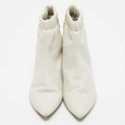 Isabel Marant White Leather Pointed Toe Ankle Boots Size 38