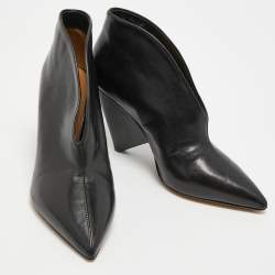 Pre Owned Isabel Marant Black Leather Adenn Ankle Booties Size 38