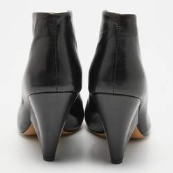 Pre Owned Isabel Marant Black Leather Adenn Ankle Booties Size 38