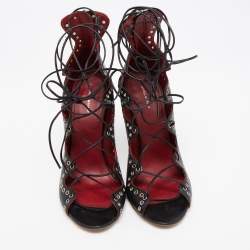 Pre Owned Isabel Marant Black Leather Lelie Ankle Tie Sandals Size 39