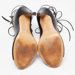 Pre Owned Isabel Marant Black Leather Lelie Ankle Tie Sandals Size 39