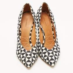 Isabel Marant Black/White Printed Canvas Pumps Size 38