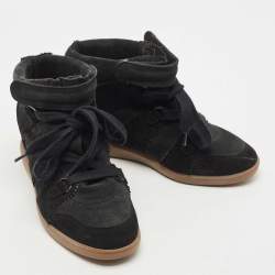 Pre Owned Isabel Marant Black Suede Bobby High Top Sneakers Size 40
