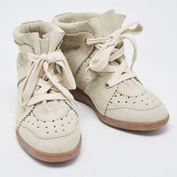 Isabel Marant Grey Suede Bobby Wedge Sneakers Size 38