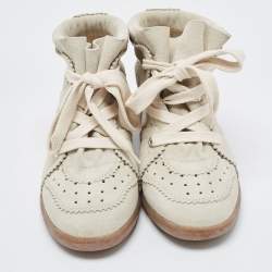 Isabel Marant Grey Suede Bobby Wedge Sneakers Size 38