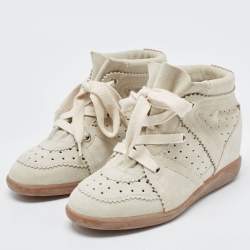 Isabel Marant Grey Suede Bobby Wedge Sneakers Size 38