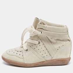 Isabel Marant Grey Suede Bobby Wedge Sneakers Size 38