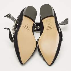 Pre Owned Isabel Marant Black Leather and Velvet Eyelet Ballet Flats Size 38