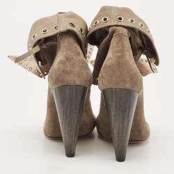 Isabel Marant Grey Suede Milla Eyelet Ankle Boots Size 38