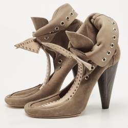 Isabel Marant Grey Suede Milla Eyelet Ankle Boots Size 38