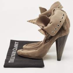 Isabel Marant Grey Suede Milla Eyelet Ankle Boots Size 38