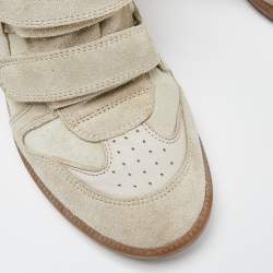 Pre Owned Isabel Marant Light Grey Leather Bekett Wedge Sneakers Size 40