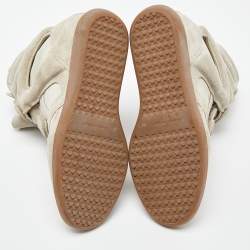 Pre Owned Isabel Marant Light Grey Leather Bekett Wedge Sneakers Size 40