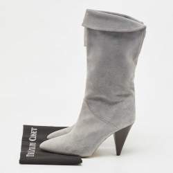 Pre Owned Isabel Marant Blue Suede Midcalf Boots Size 38