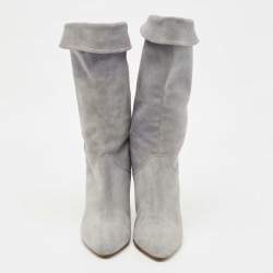 Pre Owned Isabel Marant Blue Suede Midcalf Boots Size 38