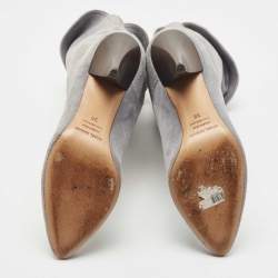 Pre Owned Isabel Marant Blue Suede Midcalf Boots Size 38