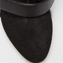 Pre Owned Isabel Marant Black Suede and Calf Hair Scarlet Wedge Boots Size 40