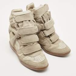 Pre Owned Isabel Marant Grey Suede Bekett Wedge Sneakers Size 39