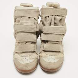Pre Owned Isabel Marant Grey Suede Bekett Wedge Sneakers Size 39