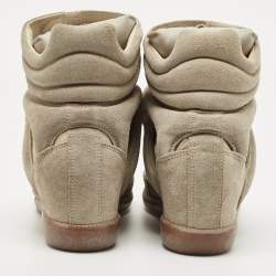 Pre Owned Isabel Marant Grey Suede Bekett Wedge Sneakers Size 39