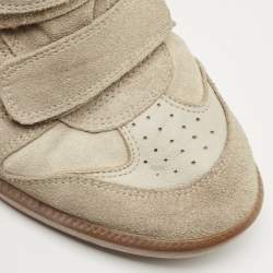 Pre Owned Isabel Marant Grey Suede Bekett Wedge Sneakers Size 39