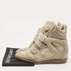 Pre Owned Isabel Marant Grey Suede Bekett Wedge Sneakers Size 39