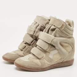 Pre Owned Isabel Marant Grey Suede Bekett Wedge Sneakers Size 39