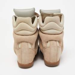 Pre Owned Isabel Marant Tricolor Suede and Leather Bekett Wedge Sneakers Size 37