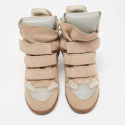 Pre Owned Isabel Marant Tricolor Suede and Leather Bekett Wedge Sneakers Size 37