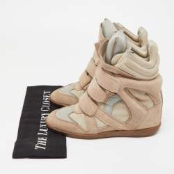 Pre Owned Isabel Marant Tricolor Suede and Leather Bekett Wedge Sneakers Size 37