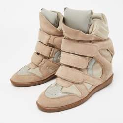 Pre Owned Isabel Marant Tricolor Suede and Leather Bekett Wedge Sneakers Size 37