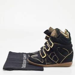 Pre Owned Isabel Marant Black Suede Bekett Wedge Sneakers Size 37