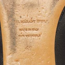 Pre Owned Isabel Marant Black Leather Leo Eyelet Ankle Wrap Ballet Flats Size 41