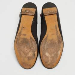 Pre Owned Isabel Marant Black Leather Leo Eyelet Ankle Wrap Ballet Flats Size 41