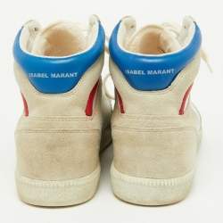 Pre Owned Isabel Marant Multicolor Suede and Leather Logo Bayten Wedge Sneakers Size 39