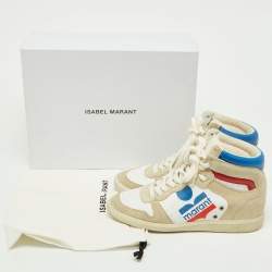 Pre Owned Isabel Marant Multicolor Suede and Leather Logo Bayten Wedge Sneakers Size 39