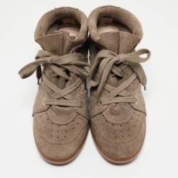 Isabel Marant Grey Suede Bobby Wedge Sneakers Size 40