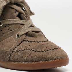 Isabel Marant Grey Suede Bobby Wedge Sneakers Size 40