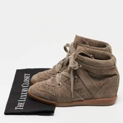 Isabel Marant Grey Suede Bobby Wedge Sneakers Size 40