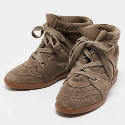 Isabel Marant Grey Suede Bobby Wedge Sneakers Size 40